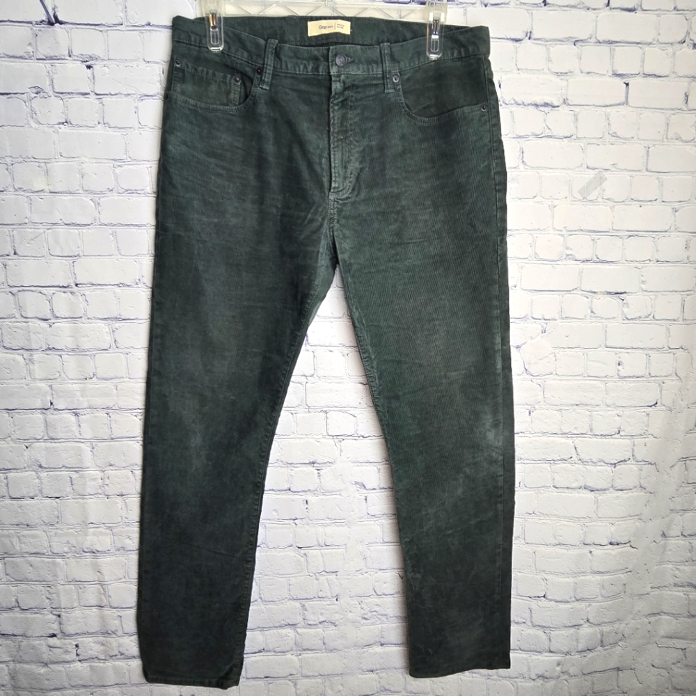 GAP Men's Slim Straight Forest Green Corduroy Pants Size 36x32